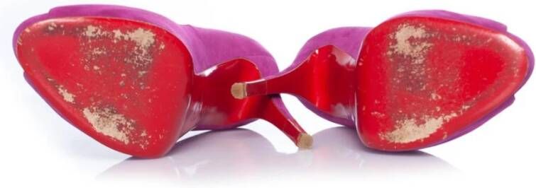 Christian Louboutin Pre-owned Tweedehands PeepToe Suède Hoge Hakken