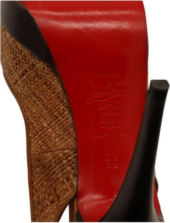 Christian Louboutin Pre-owned Tweedehands Raffia Slingback PeepToe Hakken
