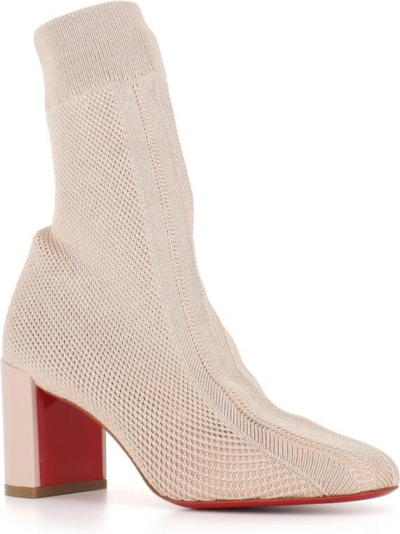 Christian Louboutin Roze Mesh Gestreepte Enkellaarzen Pink Dames