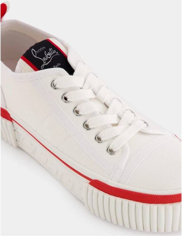 Christian Louboutin Witte Canvas High-Top Sneakers