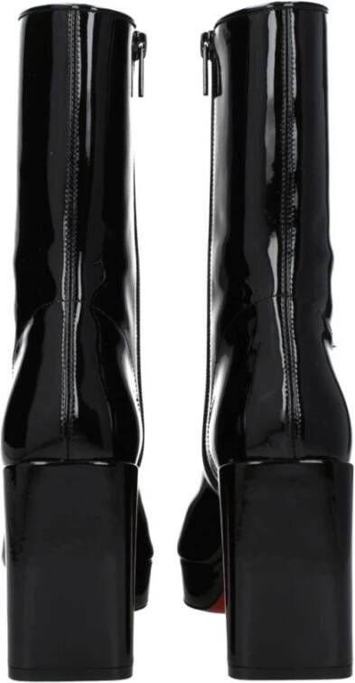 Christian Louboutin Zwarte Lakleren Rits Enkellaarzen