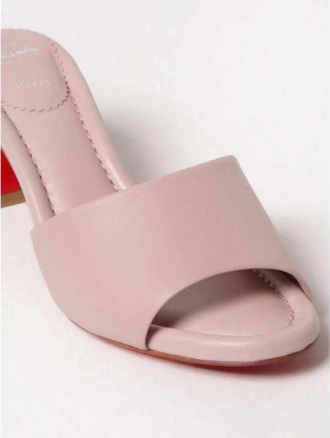 Christian Louboutin Zwarte Leren Blokhak Muiltjes