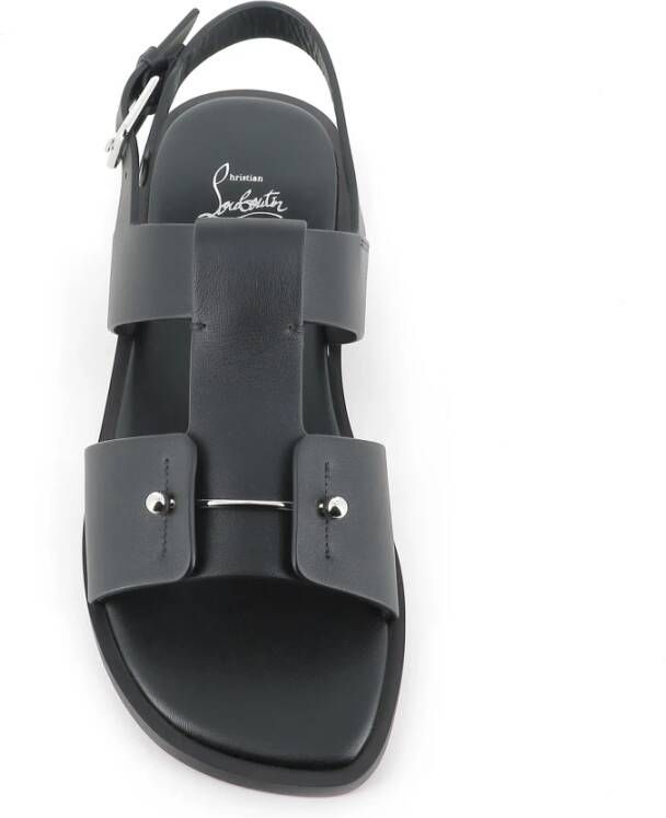 Christian Louboutin Zwarte leren sandaal met zilveren speld