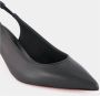 Christian Louboutin Zwarte Leren Slingback Pumps - Thumbnail 2