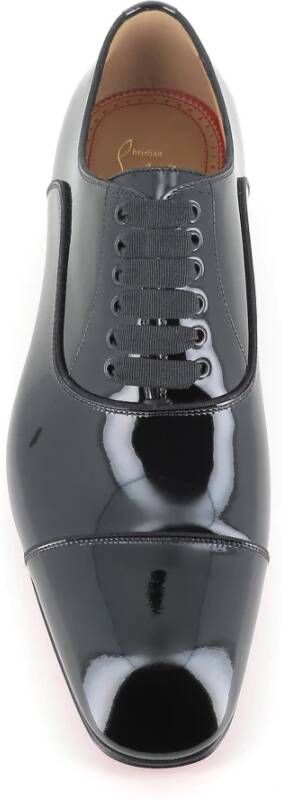 Christian Louboutin Zwarte Oxford Platte Schoenen Lakleer