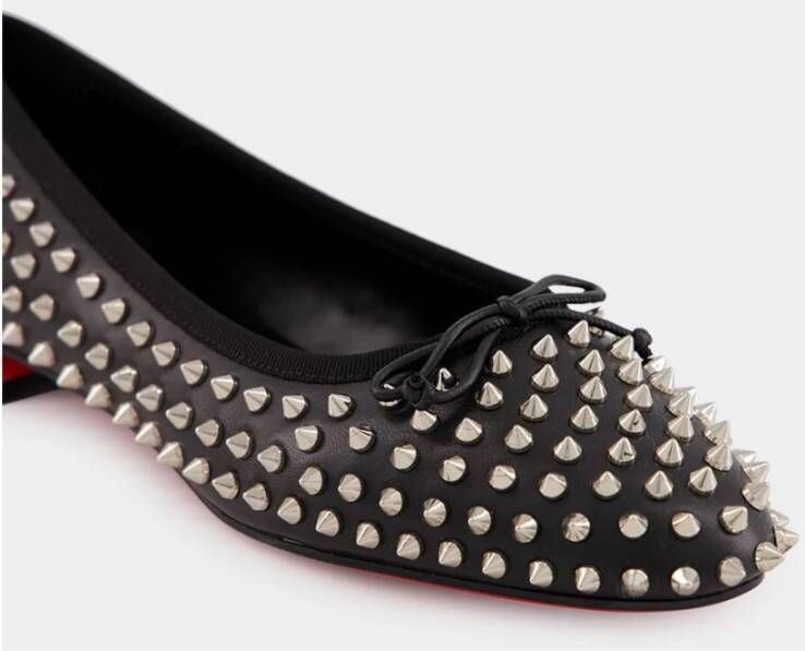 Christian Louboutin Zwarte Spikes Leren Ballerina's