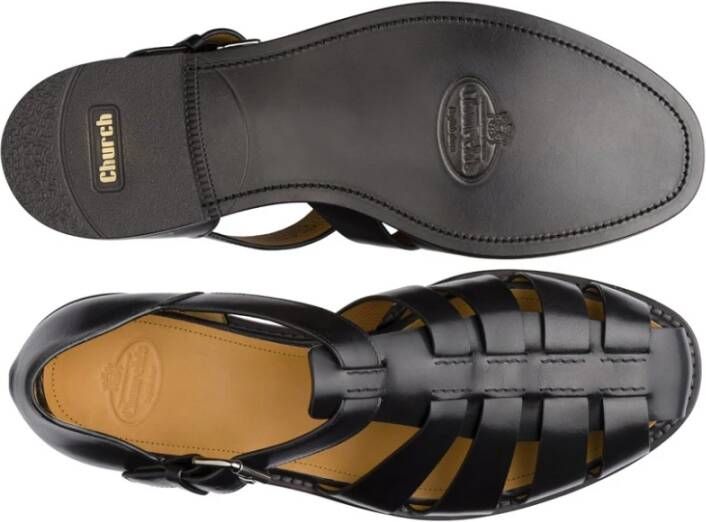 Church's Leren Fisherman Sandalen in Zwart Black Heren