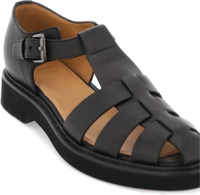 Church's Leren sandalen met gespsluiting Black Dames
