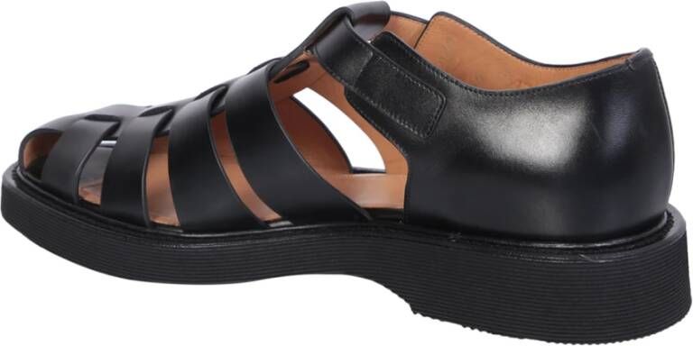 Church's Zwarte Leren Sandalen Elegant Ontwerp