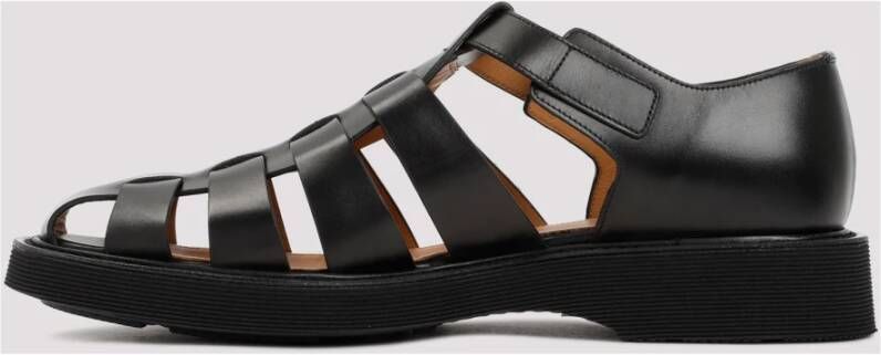 Church's Zwarte Leren Sandalen Lichtgewicht Sleehak Black Heren