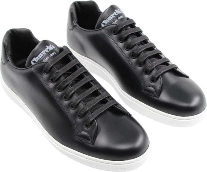 Church's Zwarte Leren Sneakers met Halve Maan Steek Black Heren