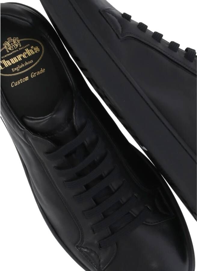 Church's Zwarte Leren Sneakers Ronde Neus Veters
