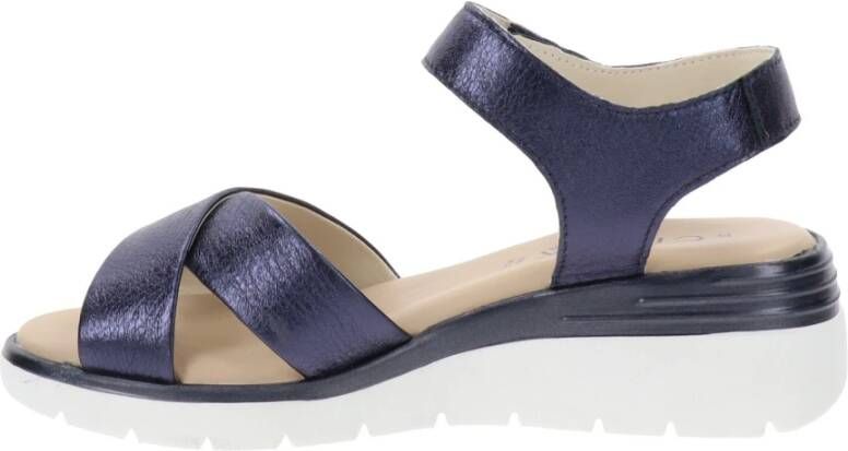 Cinzia Soft Leren Dames Sandalen met Klittenbandsluiting Blue Dames