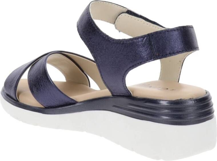 Cinzia Soft Leren Dames Sandalen met Klittenbandsluiting Blue Dames