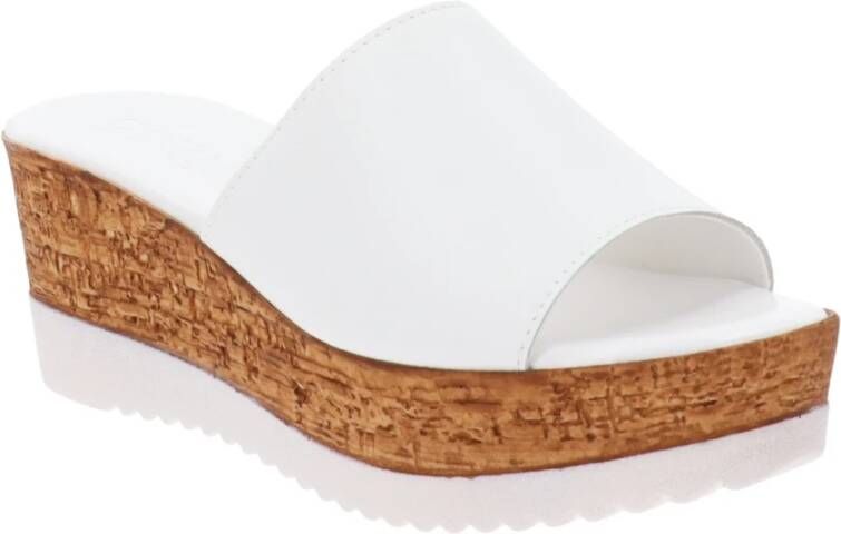 Cinzia Soft Leren Dames Slippers Slip-On Sluiting White Dames