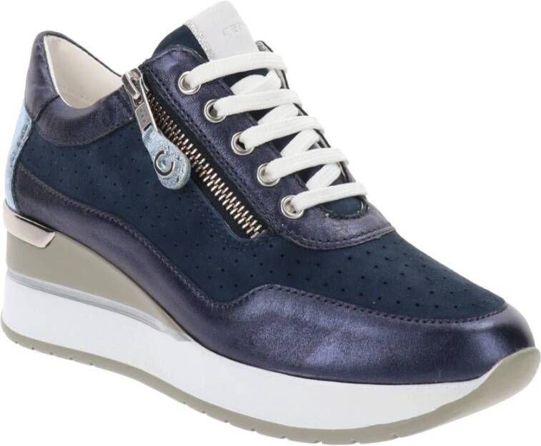 Cinzia Soft Leren Dames Sneakers Stijlvol Comfort Blue Dames