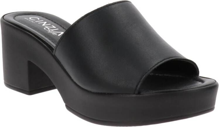 Cinzia Soft Leren Damesandalen Slip-On Sluiting Black Dames