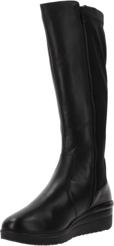 Cinzia Soft Leren en Stoffen Dameslaarzen Black Dames