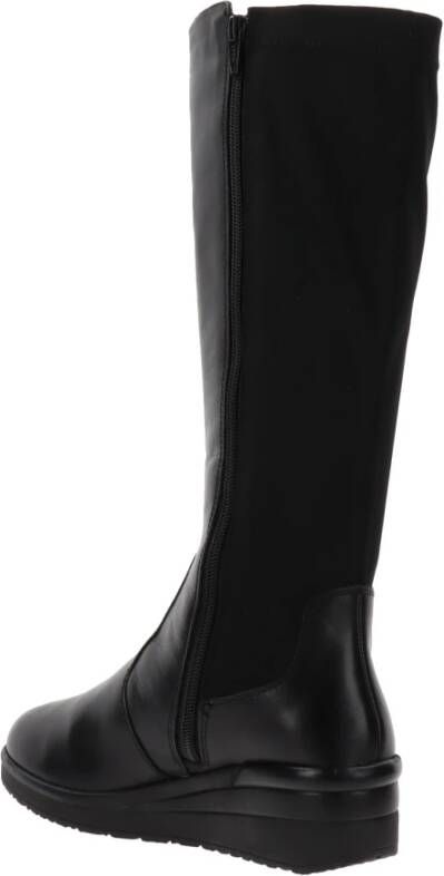 Cinzia Soft Leren en Stoffen Dameslaarzen Black Dames