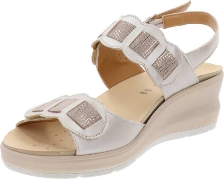 Cinzia Soft Leren Gesp Sandalen Beige Dames