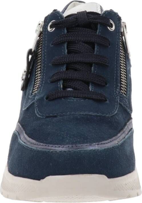 Cinzia Soft Leren Sneakers met Veters en Rits Blue Dames