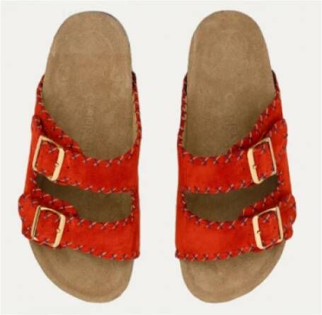 Claris Virot Python sandalen met gouden messing studs Red Dames