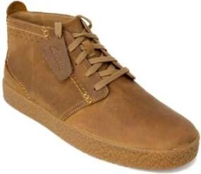 Clarks Beige Leren Mid Top Enkellaarzen Beige Heren