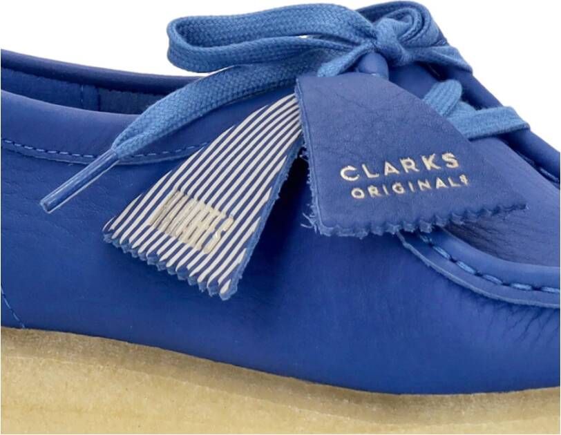Clarks Bright Blue Leather Wallabee Lifestyle Schoen Blue Dames