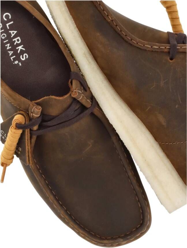 Clarks Bruine Leren Mocassins Vierkante Neus Schoenen Brown Heren