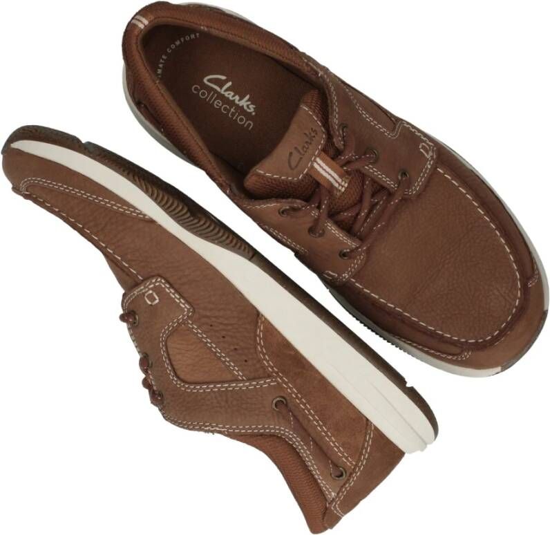 Clarks Bruine leren sneaker met loafer look Brown Heren