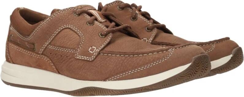 Clarks Bruine leren sneaker met loafer look Brown Heren