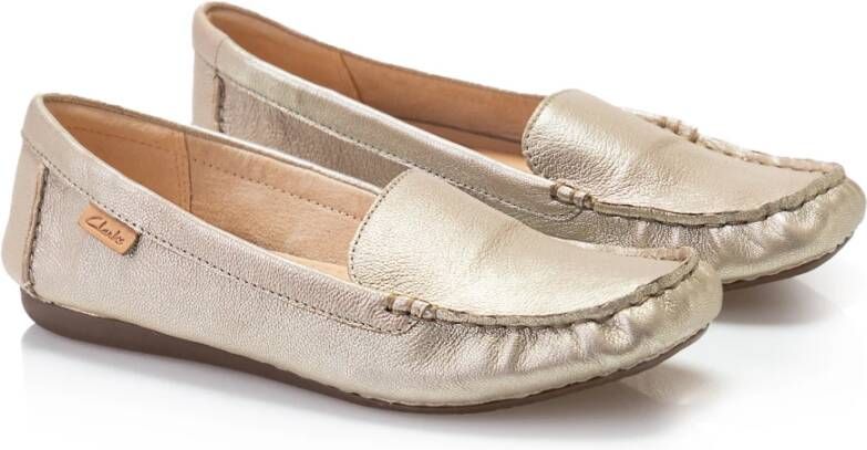 Clarks Champagne Leren Loafers Freckle Walk Gray Dames
