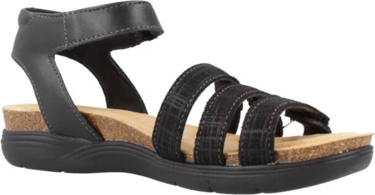 Clarks Flat Sandals Black Dames