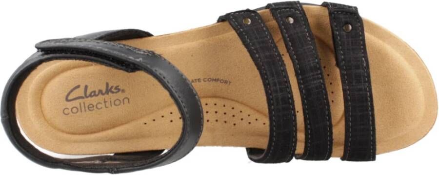 Clarks Stijlvolle Platte Sandalen voor Vrouwen Black Dames