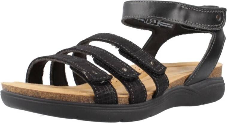 Clarks Comfortabele platte sandalen voor vrouwen Black Dames