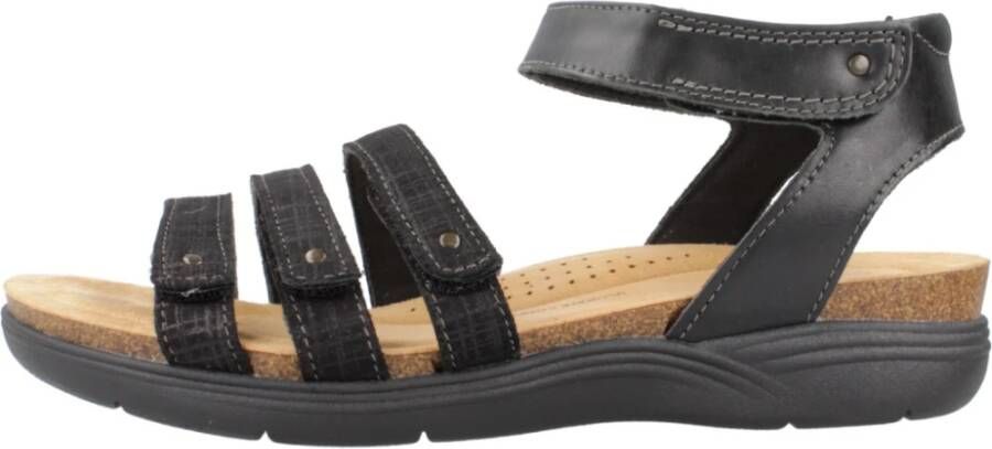 Clarks Comfortabele platte sandalen voor vrouwen Black Dames