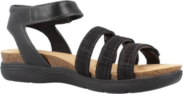 Clarks Comfortabele platte sandalen voor vrouwen Black Dames