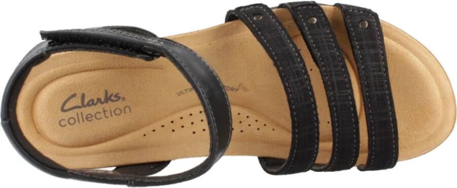Clarks Comfortabele platte sandalen voor vrouwen Black Dames