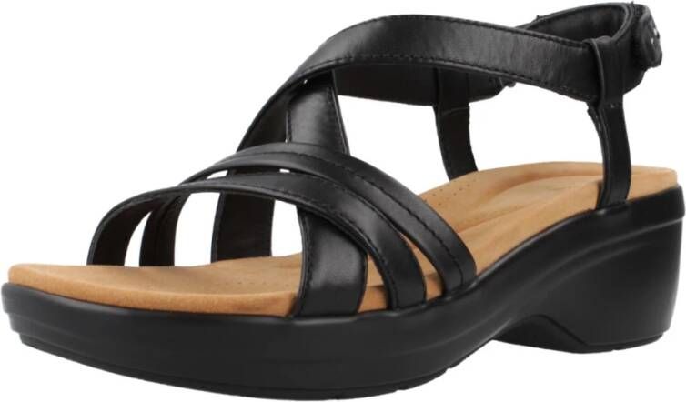 Clarks Flat Sandals Black Dames