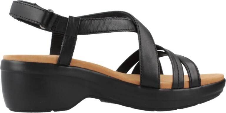 Clarks Flat Sandals Black Dames