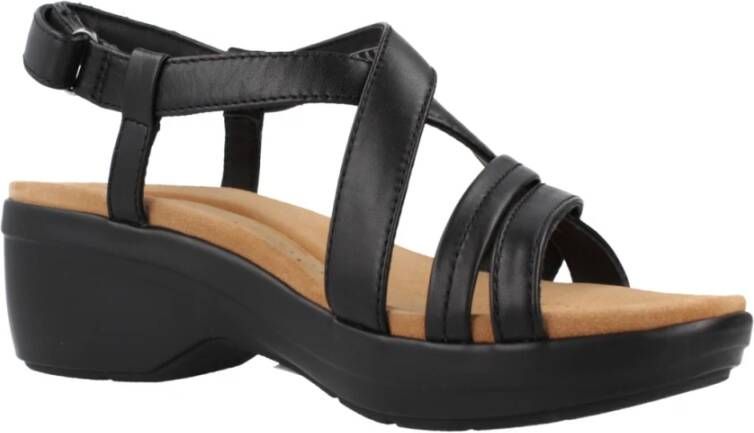 Clarks Stijlvolle Platte Sandalen voor Vrouwen Black Dames