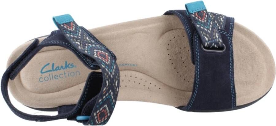Clarks Stijlvolle platte sandalen voor vrouwen Blue Dames