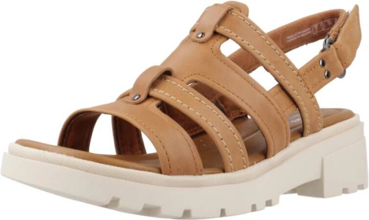 Clarks Stijlvolle Platte Sandalen Brown Dames