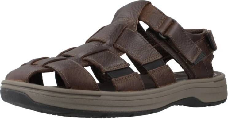 Clarks Stijlvolle Platte Sandalen voor Mannen Brown Heren