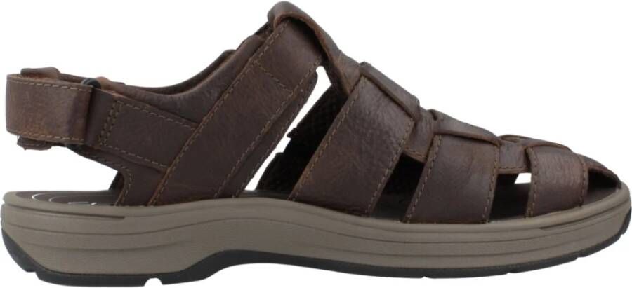 Clarks Stijlvolle Platte Sandalen voor Mannen Brown Heren