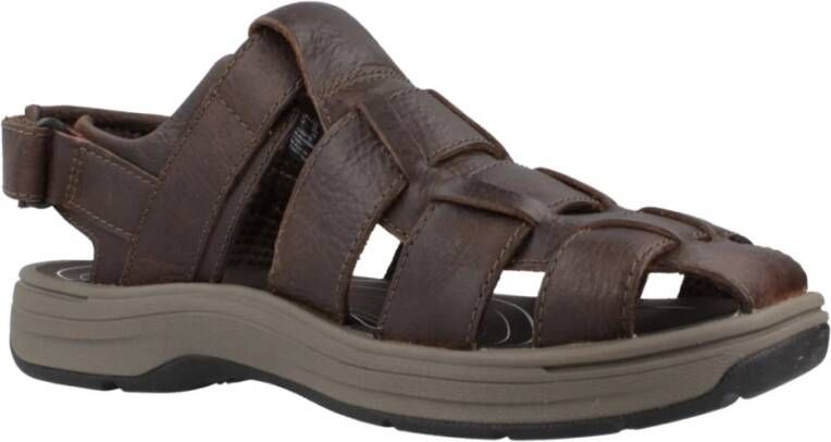 Clarks Stijlvolle Platte Sandalen voor Mannen Brown Heren
