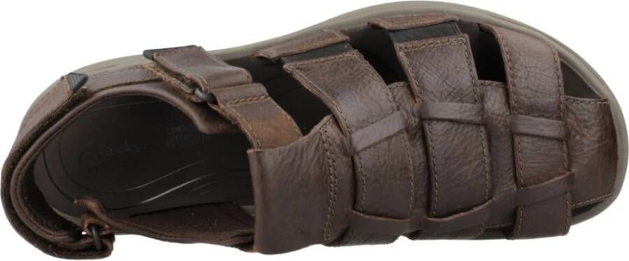 Clarks Stijlvolle Platte Sandalen voor Mannen Brown Heren