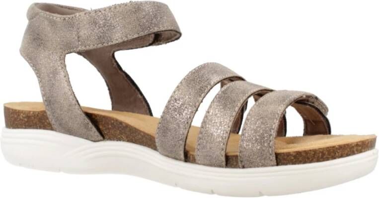 Clarks Comfortabele platte sandalen voor vrouwen Gray Dames