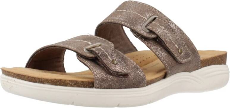 Clarks Flat Sandals Gray Dames