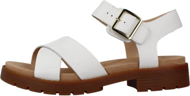 Clarks Stijlvolle platte sandalen voor vrouwen White Dames